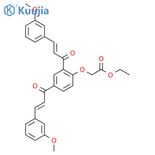 Acetic acid, [2,4-bis[3-(3-methoxyphenyl)-1-oxo-2-propenyl]phenoxy]-, ethyl ester structure