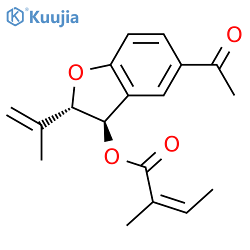 2-Butenoic acid,2-methyl-, (2S,3R)-5-acetyl-2,3-dihydro-2-(1-methylethenyl)-3-benzofuranylester, (2Z)- structure