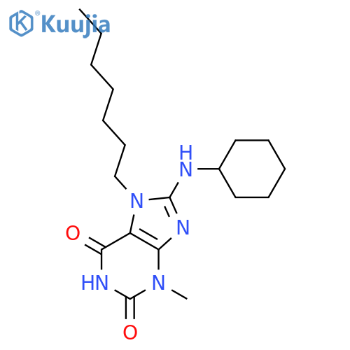 8-(cyclohexylamino)-7-heptyl-3-methyl-2,3,6,7-tetrahydro-1H-purine-2,6-dione structure