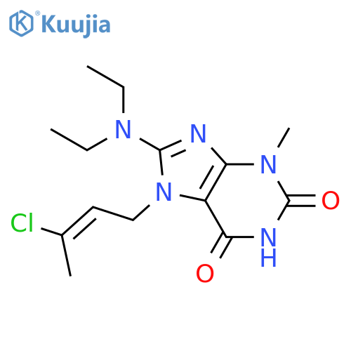 7-[(2E)-3-chlorobut-2-en-1-yl]-8-(diethylamino)-3-methyl-2,3,6,7-tetrahydro-1H-purine-2,6-dione structure