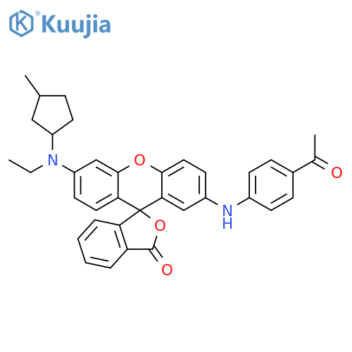 Spiro[isobenzofuran-1(3H),9'-[9H]xanthen]-3-one, 2'-[(4-acetylphenyl)amino]-6'-[ethyl(3-methylcyclopentyl)amino]- structure