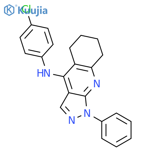 1H-Pyrazolo[3,4-b]quinolin-4-amine, N-(4-chlorophenyl)-5,6,7,8-tetrahydro-1-phenyl- structure