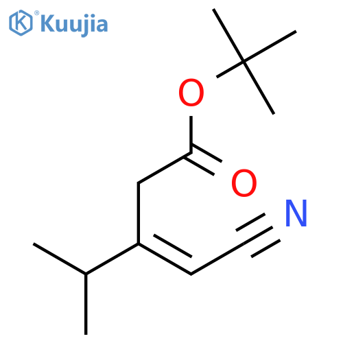 Pentanoic acid, 3-(cyanomethylene)-4-methyl-, 1,1-dimethylethyl ester structure