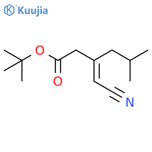 Hexanoic acid, 3-(cyanomethylene)-5-methyl-, 1,1-dimethylethyl ester structure