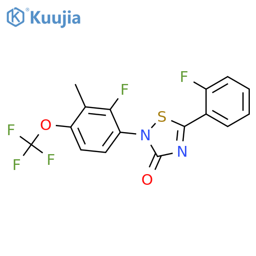 1,2,4-Thiadiazol-3(2H)-one, 2-[2-fluoro-3-methyl-4-(trifluoromethoxy)phenyl]-5-(2-fluorophenyl)- structure