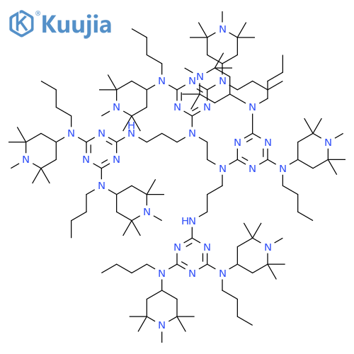 1,5,8,12-Tetrakis4,6-bis(N-butyl-N-1,2,2,6,6-pentamethyl-4-piperidylamino)-1,3,5-triazin-2-yl-1,5,8,12-tetraazadodecane structure