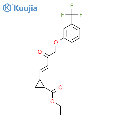 Cyclopropanecarboxylic acid, 2-[3-oxo-4-[3-(trifluoromethyl)phenoxy]-1-butenyl]-, ethyl ester structure