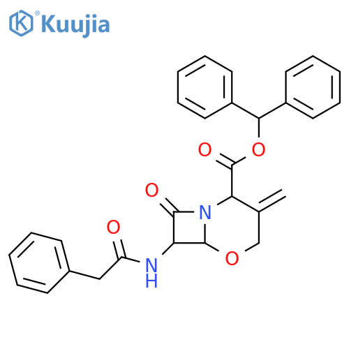 5-Oxa-1-azabicyclo[4.2.0]octane-2-carboxylic acid,3-methylene-8-oxo-7-[(phenylacetyl)amino]-, diphenylmethyl ester structure