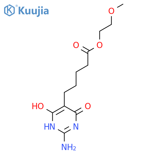 5-Pyrimidinepentanoic acid, 2-amino-1,4-dihydro-6-hydroxy-4-oxo-, 2-methoxyethyl ester structure