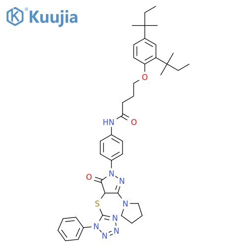 1-4-4-(2,4-Di-tert-pentylphenoxy)butyramidophenyl3-pyrrolidino-4-(1-phenyltetrazol-5-yl)thiopyrazolin-5-one structure