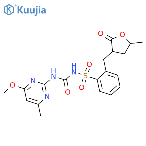 Benzenesulfonamide, N-[[(4-methoxy-6-methyl-2-pyrimidinyl)amino]carbonyl]-2-[(tetrahydro-5- methyl-2-oxo-3-furanyl)methyl]- structure