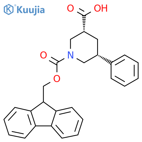 rac-(3R,5R)-1-{(9H-fluoren-9-yl)methoxycarbonyl}-5-phenylpiperidine-3-carboxylic acid structure