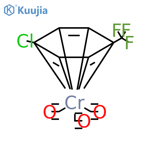 Chromium, tricarbonyl[(1,2,3,4,5,6-η)-1-chloro-4-(trifluoromethyl)benzene]- structure