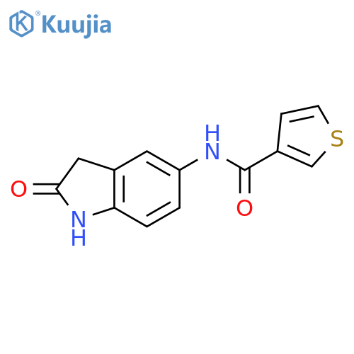 N-(2-oxo-2,3-dihydro-1H-indol-5-yl)thiophene-3-carboxamide structure