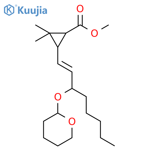 Cyclopropanecarboxylic acid, 2,2-dimethyl-3-[3-[(tetrahydro-2H-pyran-2-yl)oxy]-1-octenyl]-, methyl ester structure