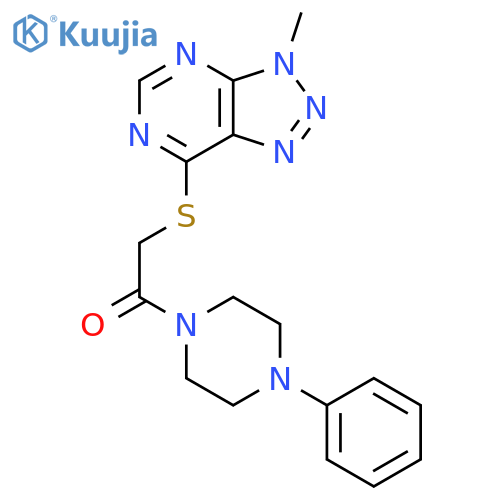 2-({3-methyl-3H-[1,2,3]triazolo[4,5-d]pyrimidin-7-yl}sulfanyl)-1-(4-phenylpiperazin-1-yl)ethan-1-one structure