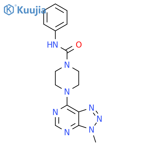 4-{3-methyl-3H-1,2,3triazolo4,5-dpyrimidin-7-yl}-N-phenylpiperazine-1-carboxamide structure
