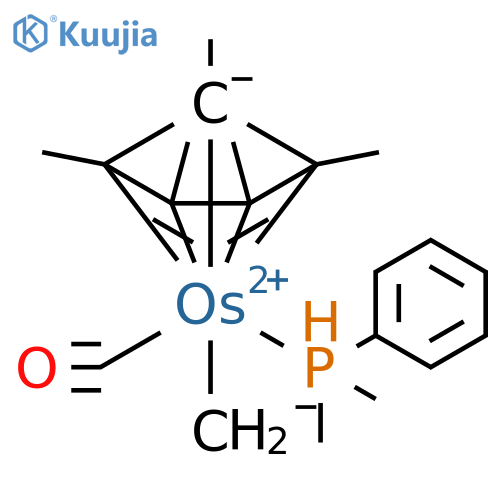 Osmium, carbonyl(dimethylphenylphosphine)methyl[(1,2,3,4,5-η)-1,2,3,4,5-pentamethyl-2,4-cyclopentadien-1-yl]- structure