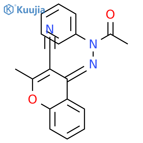 Acetic acid, (3-cyano-2-methyl-4H-1-benzopyran-4-ylidene)phenylhydrazide structure