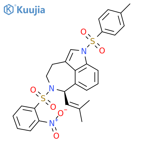 1H-Pyrrolo[4,3,2-ef][2]benzazepine, 3,4,5,6-tetrahydro-1-[(4-methylphenyl)sulfonyl]-6-(2-methyl-1-propen-1-yl)-5-[(2-nitrophenyl)sulfonyl]-, (6R)- structure