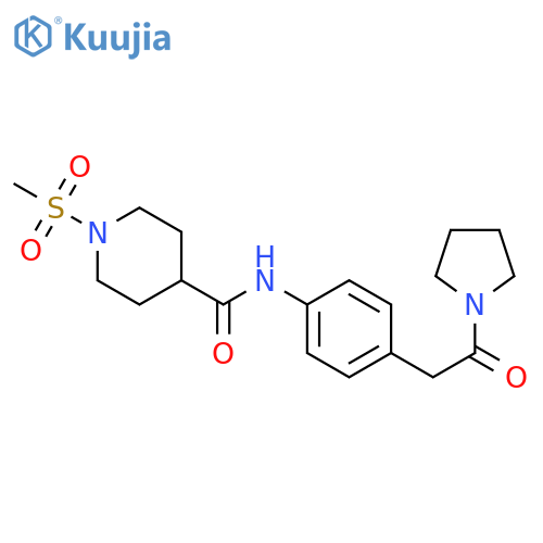 1-methanesulfonyl-N-{4-[2-oxo-2-(pyrrolidin-1-yl)ethyl]phenyl}piperidine-4-carboxamide structure