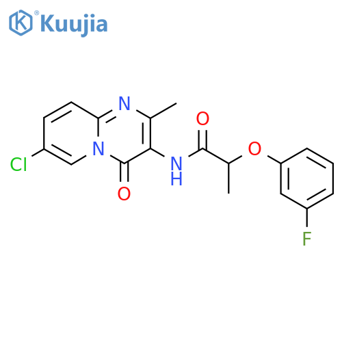 N-{7-chloro-2-methyl-4-oxo-4H-pyrido[1,2-a]pyrimidin-3-yl}-2-(3-fluorophenoxy)propanamide structure