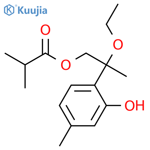 Propanoic acid, 2-methyl-, 2-ethoxy-2-(2-hydroxy-4-methylphenyl)propyl ester structure