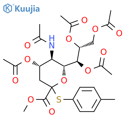 Neuraminic acid,N-acetyl-2-S-(4-methylphenyl)-2-thio-,menthyl ester, 4,7,8,9-tetraacetate structure