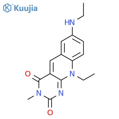 Pyrimido[4,5-b]quinoline-2,4(3H,10H)-dione, 10-ethyl-7-(ethylamino)-3-methyl- structure