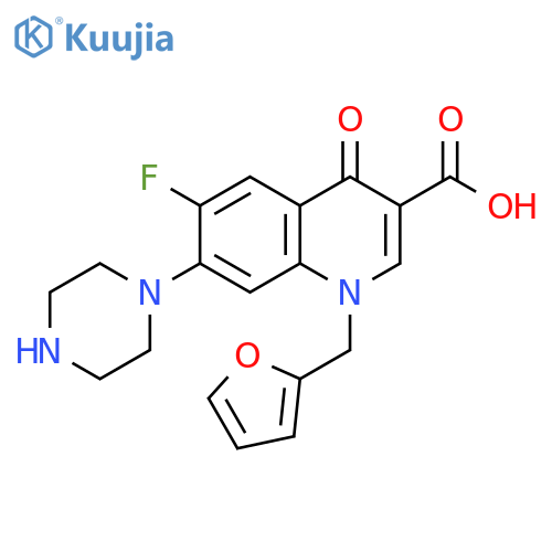 3-Quinolinecarboxylic acid,6-fluoro-1-(2-furanylmethyl)-1,4-dihydro-4-oxo-7-(1-piperazinyl)- structure