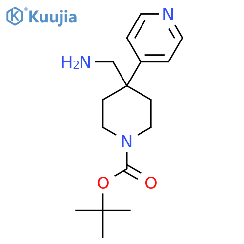 Tert-butyl 4-(aminomethyl)-4-(pyridin-4-yl)piperidine-1-carboxylate structure