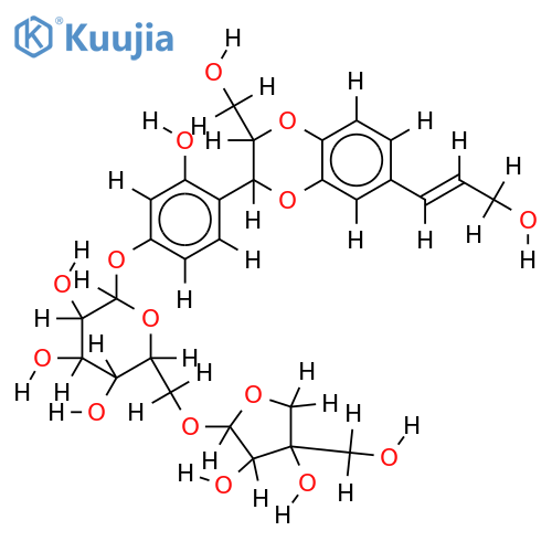 (7S,8S)-Delta7'-2,9,9'-trihydroxy-7,3'-dioxy-8,4'-neolignan-4-O-beta-D-apiofuranosyl-(1->6)-beta-D-glucopyranoside structure