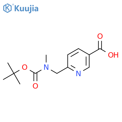 6-({(tert-butoxy)carbonyl(methyl)amino}methyl)pyridine-3-carboxylic acid structure
