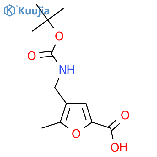 4-({(tert-butoxy)carbonylamino}methyl)-5-methylfuran-2-carboxylic acid structure