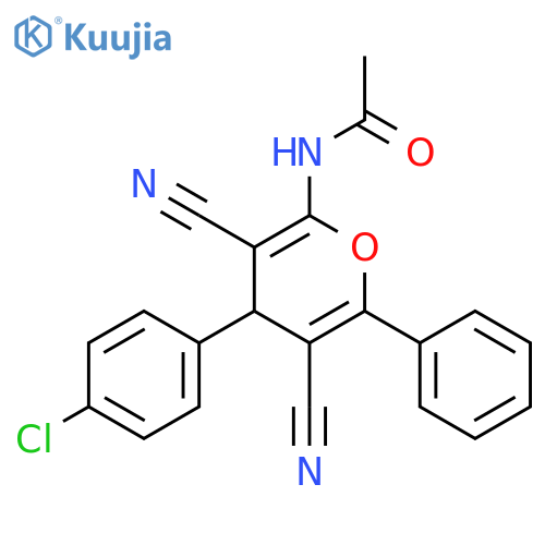 Acetamide, N-[4-(4-chlorophenyl)-3,5-dicyano-6-phenyl-4H-pyran-2-yl]- structure