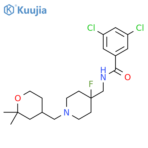(S)-3,5-Dichloro-N-((1-((2,2-dimethyltetrahydro-2H-pyran-4-yl)methyl)-4-fluoropiperidin-4-yl)methyl)benzamide structure