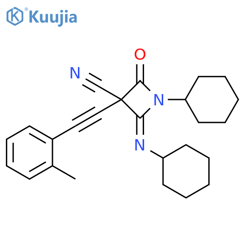 3-Azetidinecarbonitrile, 1-cyclohexyl-2-(cyclohexylimino)-3-[(2-methylphenyl)ethynyl]-4-oxo- structure