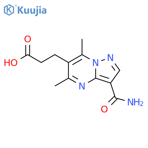 3-{3-Carbamoyl-5,7-dimethylpyrazolo1,5-apyrimidin-6-yl}propanoic Acid structure