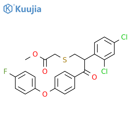 Acetic acid, [[2-(2,4-dichlorophenyl)-3-[4-(4-fluorophenoxy)phenyl]-3-oxopropyl]thio]-, methyl ester structure