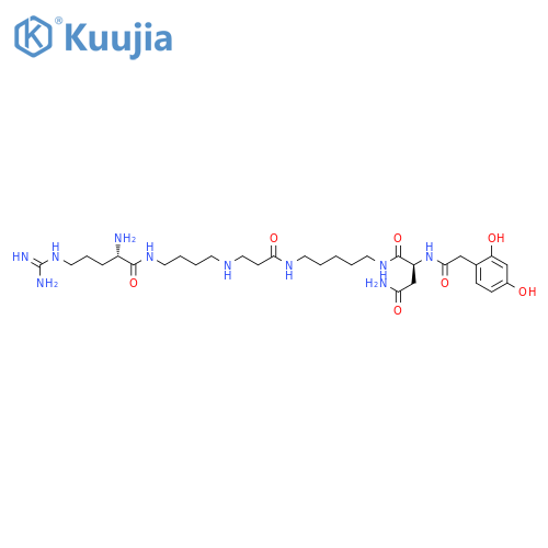 Butanediamide,N1-[(17S)-17,22-diamino-22-imino-7,16-dioxo-6,10,15,21-tetraazadocos-1-yl]-2-[[(2,4-dihydroxyphenyl)acetyl]amino]-,(2S)- (9CI) structure