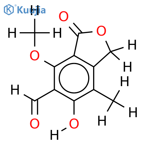 4-Me ether-1,3-Dihydro-4,6-dihydroxy-7-methyl-3-oxo-5-isobenzofurancarboxaldehyde structure