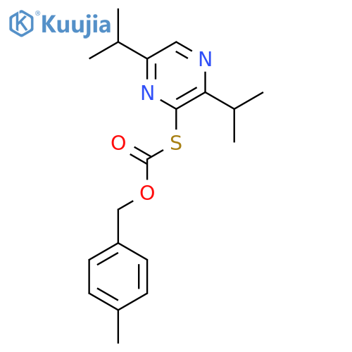 Carbonothioic acid, S-[3,6-bis(1-methylethyl)pyrazinyl] O-[(4-methylphenyl)methyl] ester structure