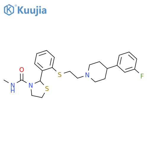 3-Thiazolidinecarboxamide, 2-[2-[[2-[4-(3-fluorophenyl)-1-piperidinyl]ethyl]thio]phenyl]-N-methyl- structure