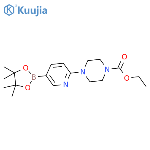 Ethyl 4-(5-(4,4,5,5-tetramethyl-1,3,2-dioxaborolan-2-yl)pyridin-2-yl)piperazine-1-carboxylate structure