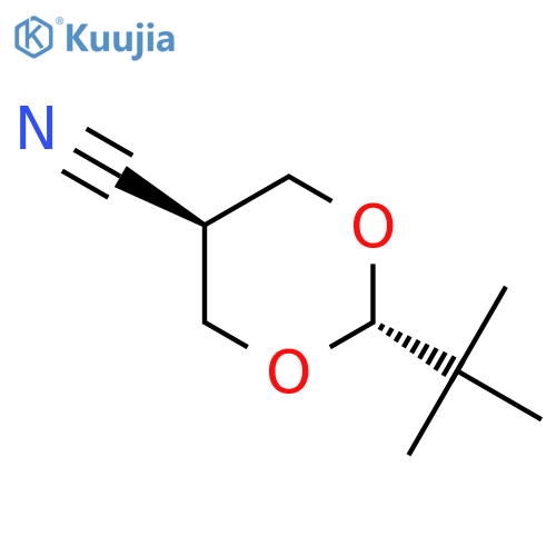 1,3-Dioxane-5-carbonitrile, 2-(1,1-dimethylethyl)-, trans- structure