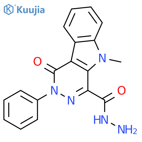 1H-Pyridazino[4,5-b]indole-4-carboxylic acid, 2,5-dihydro-5-methyl-1-oxo-2-phenyl-, hydrazide structure
