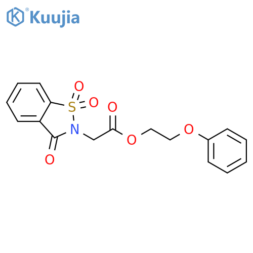 1,2-Benzisothiazole-2(3H)-acetic acid, 3-oxo-, 2-phenoxyethyl ester, 1,1-dioxide structure