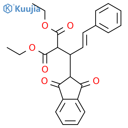 Propanedioic acid, [1-(2,3-dihydro-1,3-dioxo-1H-inden-2-yl)-3-phenyl-2-propenyl]-, diethyl ester structure