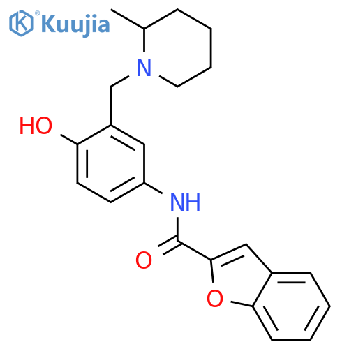 2-Benzofurancarboxamide, N-[4-hydroxy-3-[(2-methyl-1-piperidinyl)methyl]phenyl]- structure