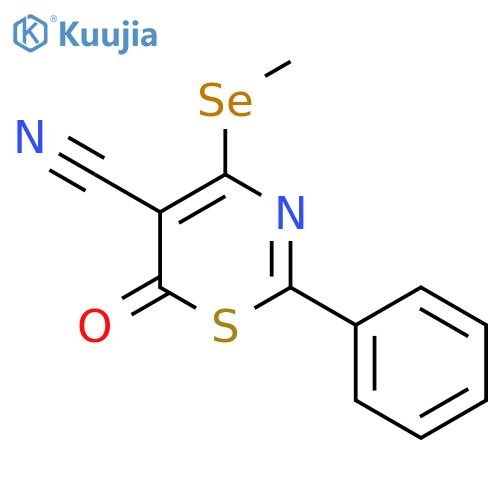 6H-1,3-Thiazine-5-carbonitrile, 4-(methylseleno)-6-oxo-2-phenyl- structure